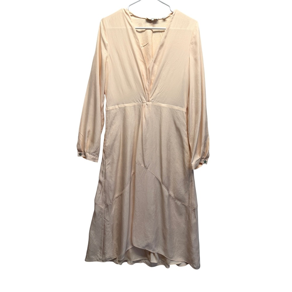 VINCE Long‎ Sleeve Twist Drape Dress Color Oat Blush Size 10